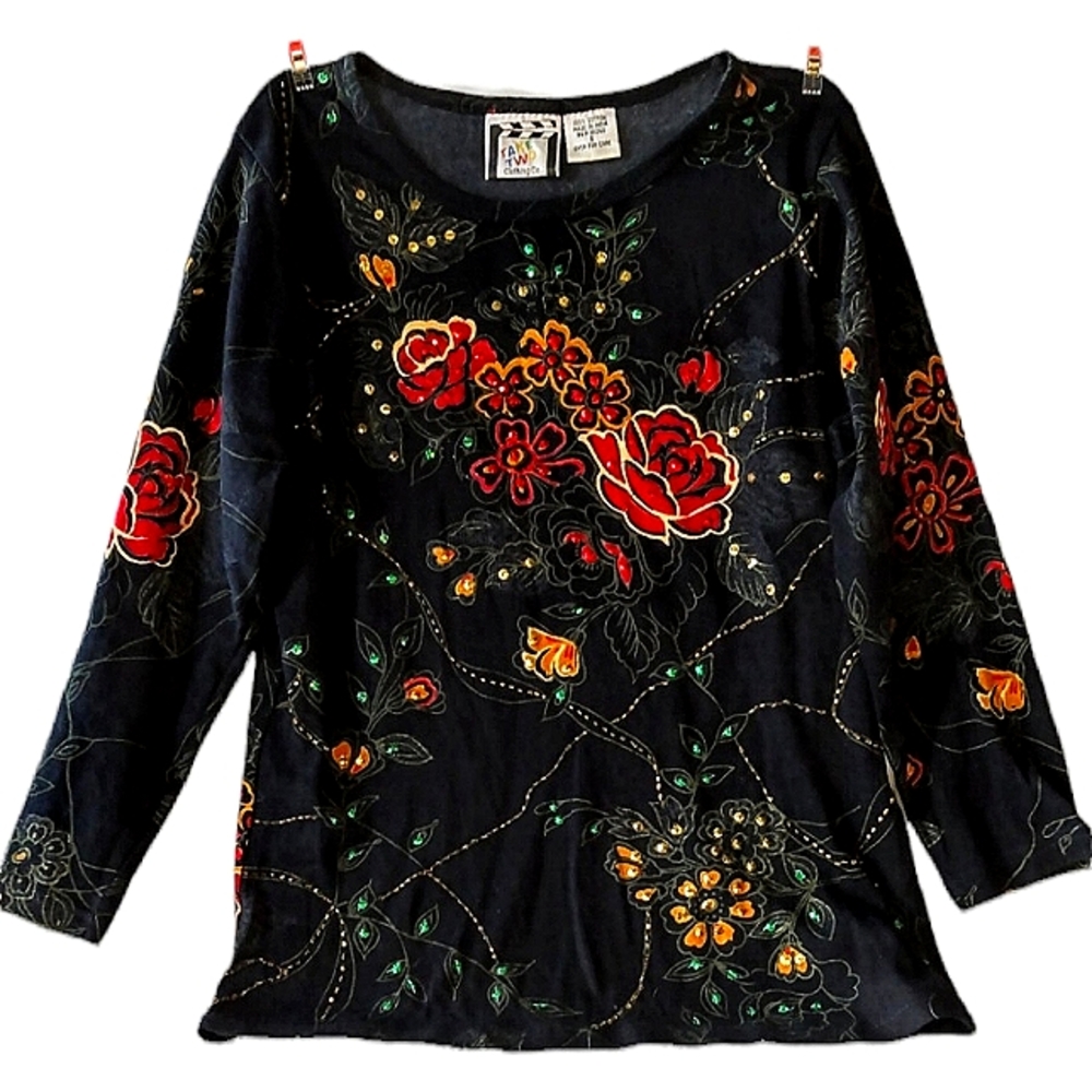 Take Two Clothing Co. long sleeve black pullover top, S